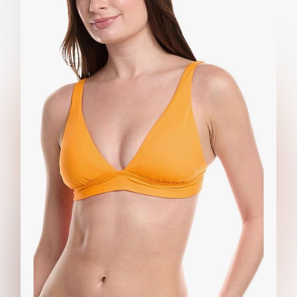 La Blanca Over The Shoulder Triangle Bikini Swimsuit Top Tangerine Orange 10 NWT